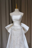 Luxury Strapless Satin Lace Mermaid Prom Gown with Oversized Bow HZ0429