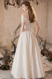 Off-the-Shoulder Ruched White Evening Gown A-Line Prom Party Dress HZ0429