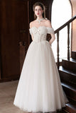 Off-the-Shoulder Lace Prom Dress Tulle Ball Gown Formal Evening Party Dress HZ0429