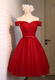 Red Tulle Short Prom Dresses, A-Line Party Dresses HZ0429