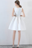White Satin Short Prom Dresses, Cute A-Line Party Dresses HZ0429