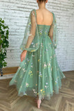 Green Tulle Lace Short Prom Dresses, A-Line Homecoming Dresses HZ0429