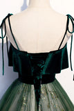 Green Velvet Long Prom Dresses, A-Line Evening Dresses HZ0429
