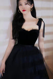 Black Tulle Short Prom Dresses, A-Line Homecoming Party Dresses HZ0429