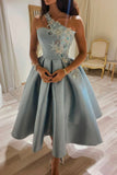 Cute One Shoulder Satin Lace Short Prom Dress, A-Line Party Dress HZ0429