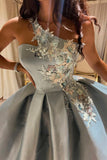 Cute One Shoulder Satin Lace Short Prom Dress, A-Line Party Dress HZ0429