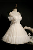 Cute Spaghetti Strap Lace Short Party Dresses, A-Line Evening Dresses HZ0429
