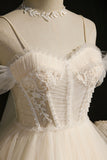 Cute Spaghetti Strap Lace Short Party Dresses, A-Line Evening Dresses HZ0429