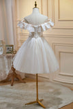 Champagne Lace Short Prom Dress, A-Line Homecoming Party Dress HZ0429