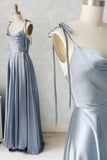 Simple Satin Long Prom Dresses, A-Line Spaghetti Straps Evening Dresses HZ0429