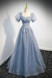 Cute Tulle Lace Long Prom Dresses, A-Line Evening Party Dresses HZ0429