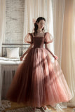 Lovely Tulle Tea Length Graduation Dress, A-Line Party Dress HZ0429