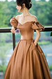 Cute Satin Long Prom Dresses, A-Line Evening Dresses HZ0429