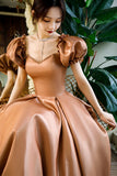 Cute Satin Long Prom Dresses, A-Line Evening Dresses HZ0429