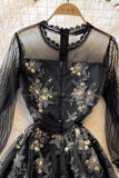 Black Tulle Sequins A-Line Dress HZ0429