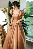 Cute Satin Long Prom Dresses, A-Line Evening Dresses HZ0429