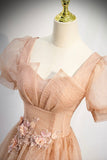 Cute Tulle Lace Long Prom Dresses, A-Line Evening Party Dresses HZ0429