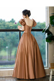 Cute Satin Long Prom Dresses, A-Line Evening Dresses HZ0429