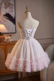 Sweetheart Neck Pink Ruffle Tulle Dress | Formal Short Dress HZ0429