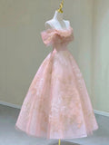 Pink Spaghetti Strap Tulle Lace Short Prom Dress, Cute A-Line Party Dress HZ0429