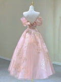 Pink Spaghetti Strap Tulle Lace Short Prom Dress, Cute A-Line Party Dress HZ0429