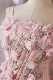 Pink Tulle Sequins Short Prom Dress, Lovely A-Line Evening Party Dress HZ0429