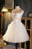 Champagne A-line Strapless Party Dress, Short Homecoming Dress HZ0429