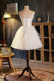 Champagne A-line Strapless Party Dress, Short Homecoming Dress HZ0429