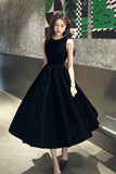 Black Velvet Pearl Short Party Dress, Lovely A-Line Evening Dress HZ0429