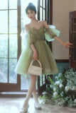 Green Tulle Short Prom Dress, Green Mini Party Dress HZ0429