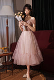 Pink Tulle Short Prom Dresses, A-Line Homecoming Dresses HZ0429