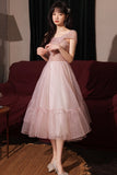 Pink Tulle Short Prom Dresses, A-Line Homecoming Dresses HZ0429