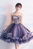 Cute Tulle Short Prom Dresses, A-Line Strapless Homecoming Dresses HZ0429