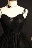 Black Tulle Short Prom Dress, Lovely A-Line Spaghetti Strap Party Dress HZ0429