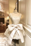 Cute Lace Short/Mimi Prom Dress, A-Line Ivory Backless Party Fashion Dress HZ0429