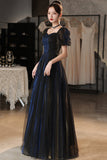 Cute Tulle Long Prom Dresses, A-Line Evening Dresses HZ0429