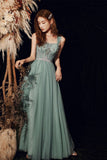 Beautiful Tulle Beaded Long Prom Dress,  A-Line Evening Dress HZ0429
