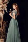 Beautiful Tulle Beaded Long Prom Dress,  A-Line Evening Dress HZ0429
