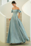 Blue Satin Long Prom Dresses, A-Line Blue Evening Party Dresses HZ0429