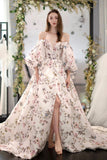 Stylish Printed Pattern Long Prom Dress, A-Line Evening Dress HZ0429
