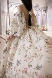 Stylish Printed Pattern Long Prom Dress, A-Line Evening Dress HZ0429