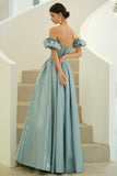 Blue Satin Long Prom Dresses, A-Line Blue Evening Party Dresses HZ0429