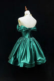 Green Satin Short Prom Dress, Lovely A-Line Knee Length Party Dress HZ0429