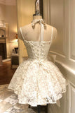 Cute Lace Short/Mimi Prom Dress, A-Line Ivory Backless Party Fashion Dress HZ0429