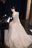 A-Line Tulle Beaded Long Prom Dress, Evening Party Dress HZ0429