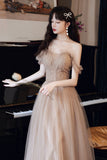 A-Line Tulle Beaded Long Prom Dress, Evening Party Dress HZ0429