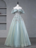 Beautiful Tulle Sequins Long Formal Dresses, A-Line Evening Dresses HZ0429
