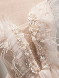 Champagne Tulle Sequins Short Prom Dress, Cute A-Line Homecoming Dress HZ0429