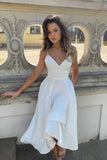 A-Line Cute V Neck Short White/Red Prom Dresses, A-Line Party Dresses HZ0429