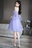 Cute Puff Sleeve Tulle Short Prom Dresses, A-Line Party Dresses HZ0429